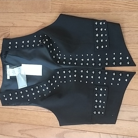 Alberto Makali Black Studded Open Front Vest M - Picture 10 of 11